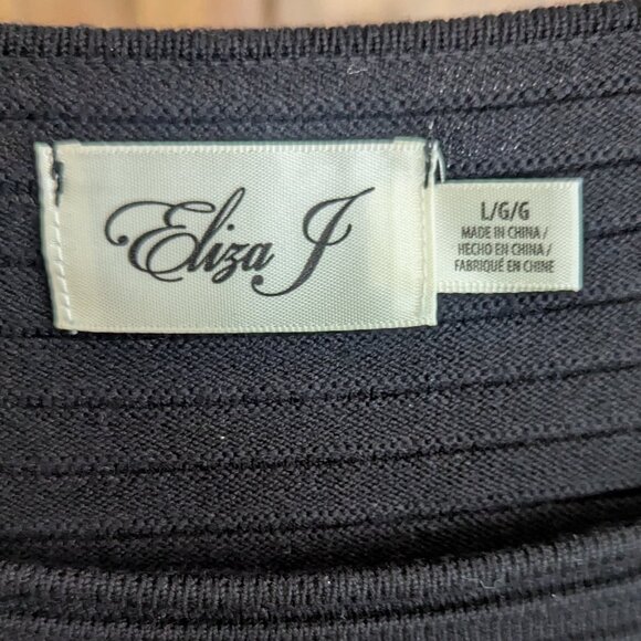 Eliza J Black Dress with 3/4 sleeve Size Large - Picture 3 of 13